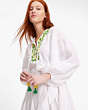 Kate Spade,Embroidered Lemons Tie-waist Shirtdress,Day,Fresh White