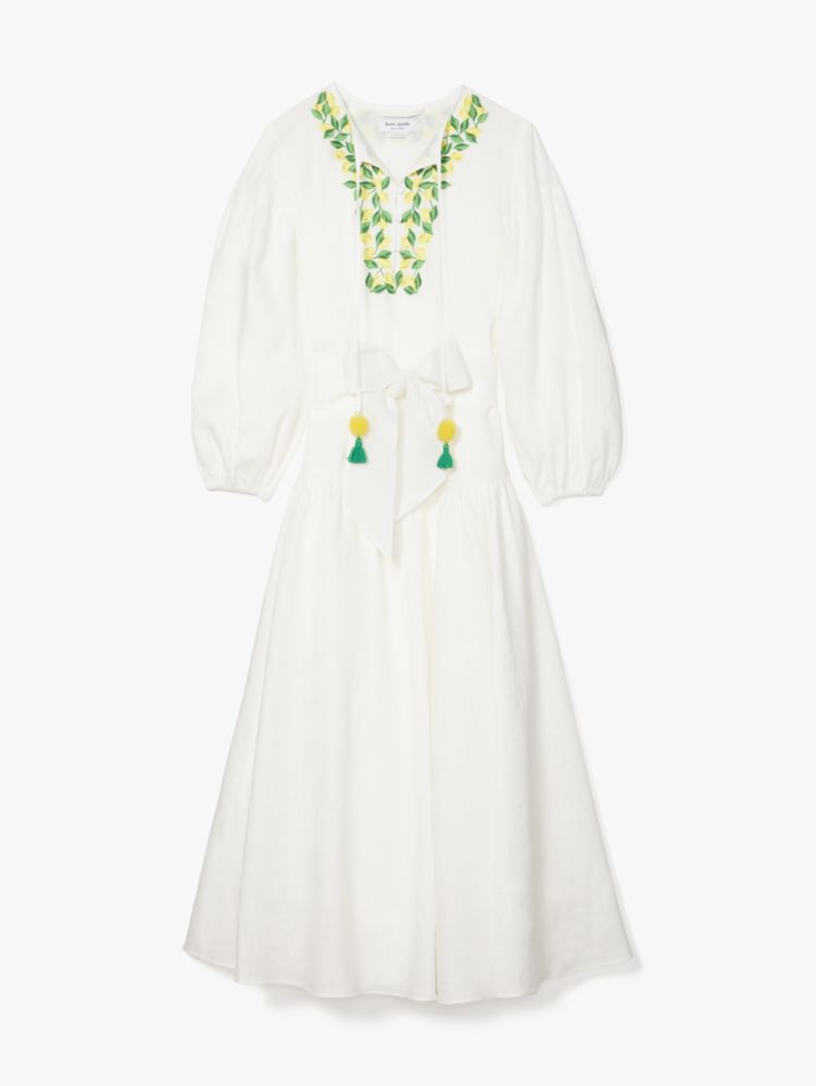 Embroidered Lemons Tie-waist Shirtdress