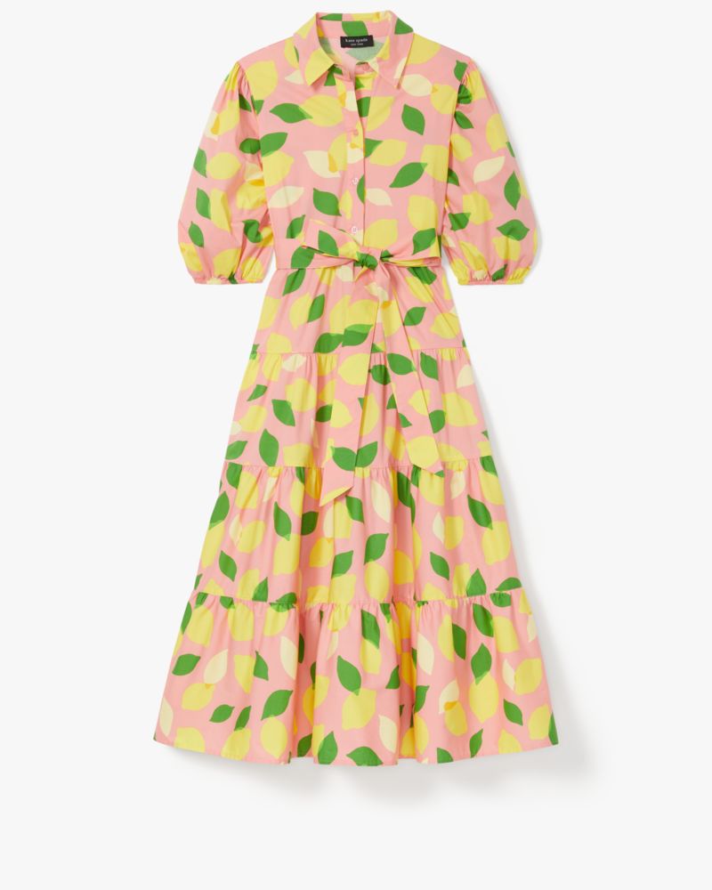 Kate Spade,Lemon Toss Tie-Waist Shirtdress,Day,Sea Star