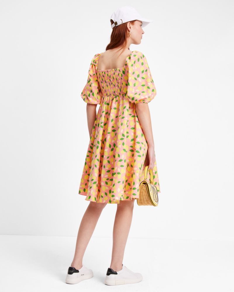 Kate Spade,Lemon Toss Square-neck Dress,Sea Star