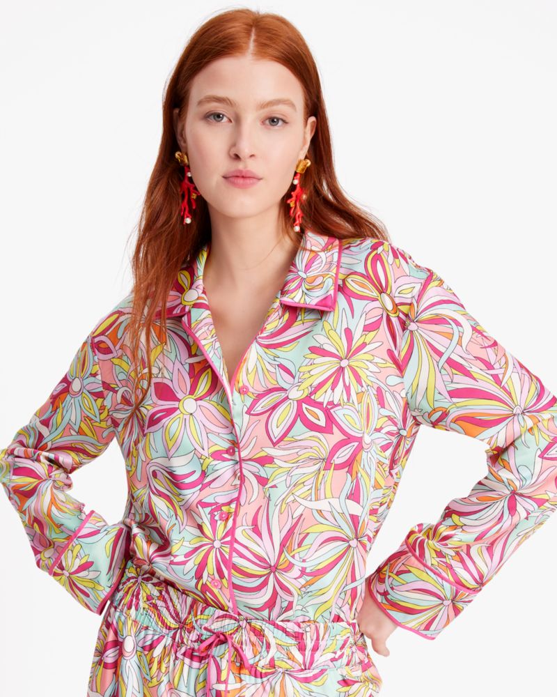 Kate Spade,Anemone Floral After Hours Shirt,