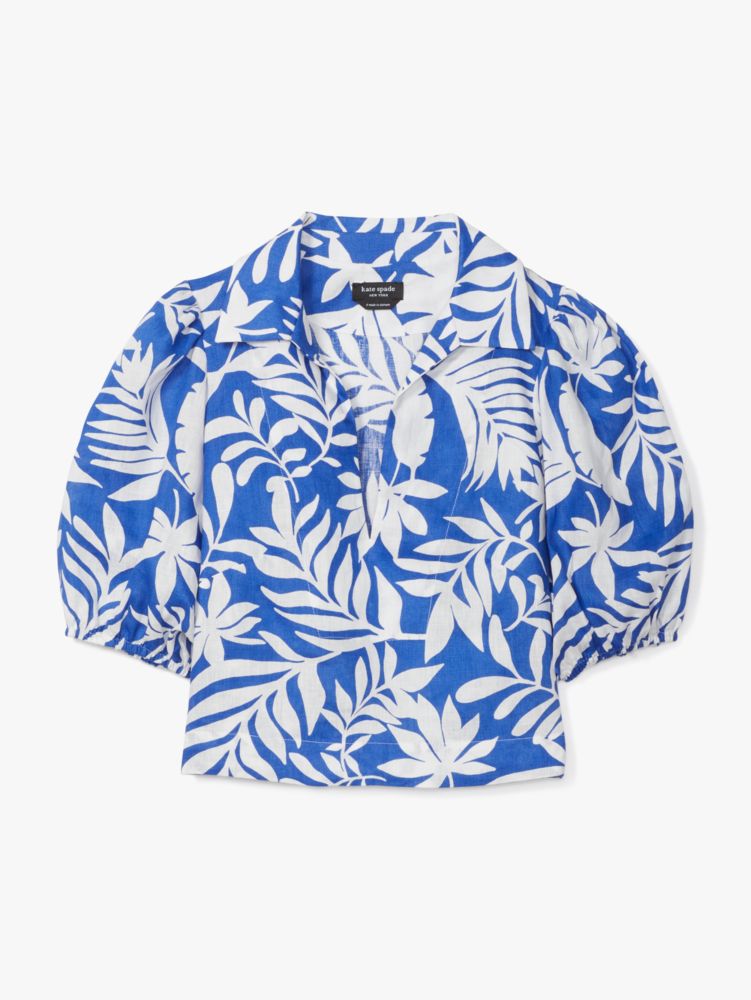 Tropical Foliage Puff Sleeve Top