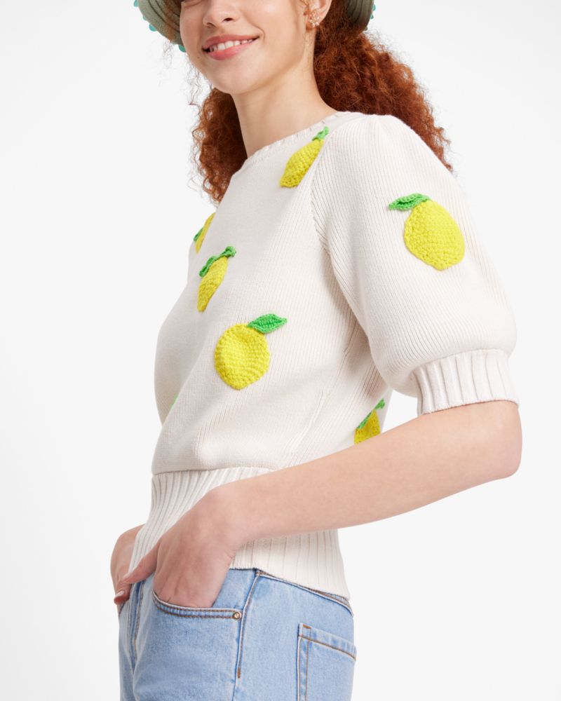 Kate Spade,Crochet Lemons Sweater,Cream