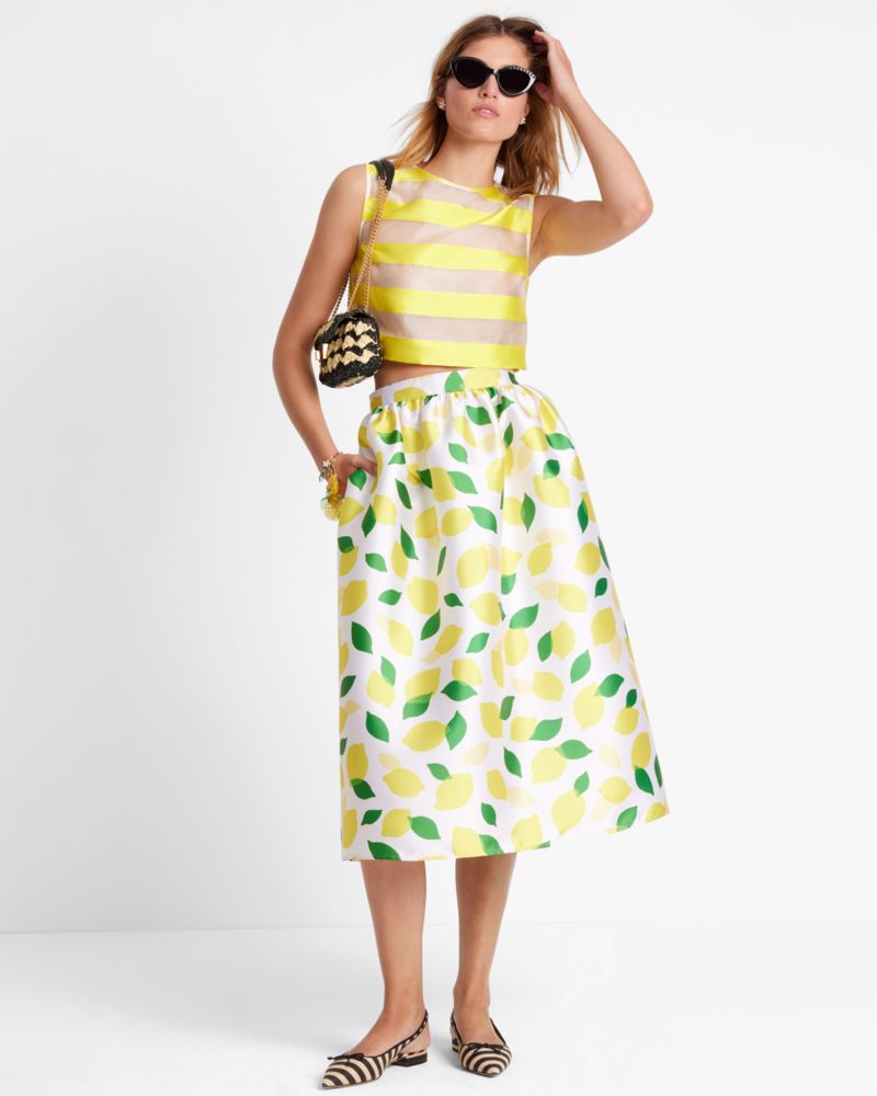 Kate Spade,Lemon Toss Mikado Midi Skirt,