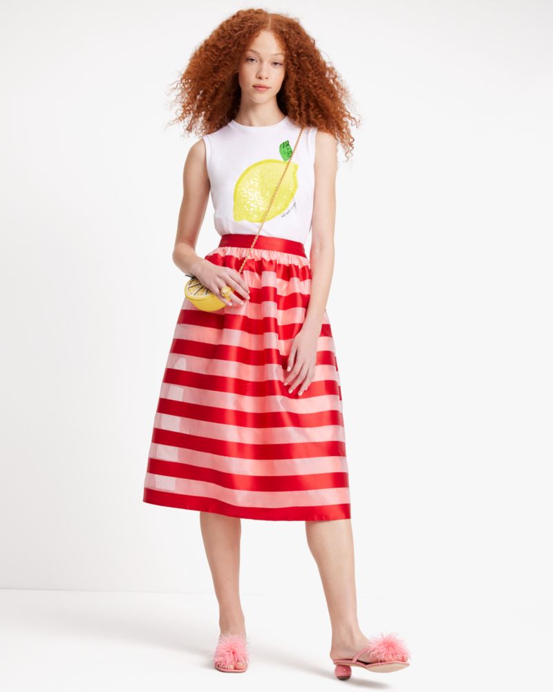 Kate Spade,Awning Stripe Organza Midi Skirt,