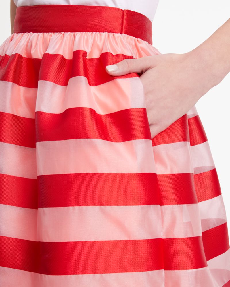 Kate Spade,Awning Stripe Organza Midi Skirt,Sea Star/Ladybug