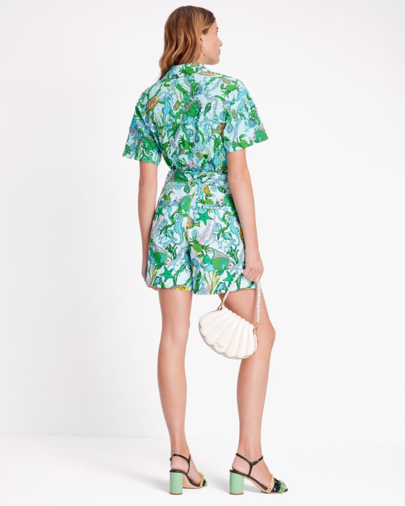 Kate Spade,Under The Sea Tie-Waist Shorts,