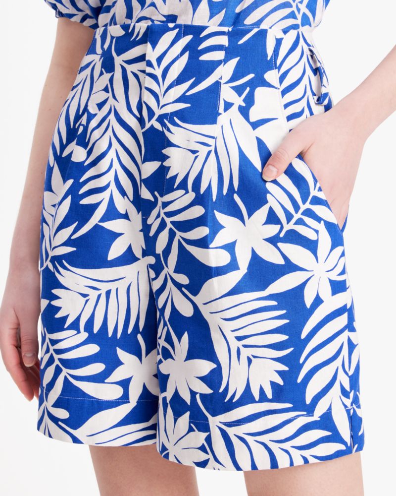 Tropical Foliage Tie-Waist Shorts