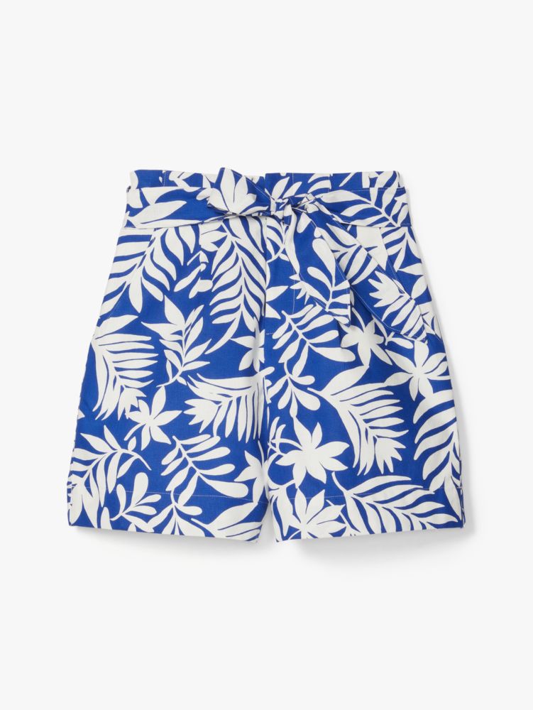 Tropical Foliage Tie-Waist Shorts