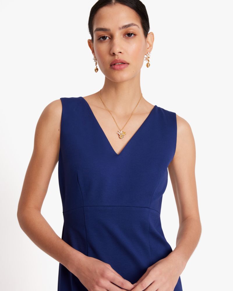 Sleeveless V Neck Ponte Dress