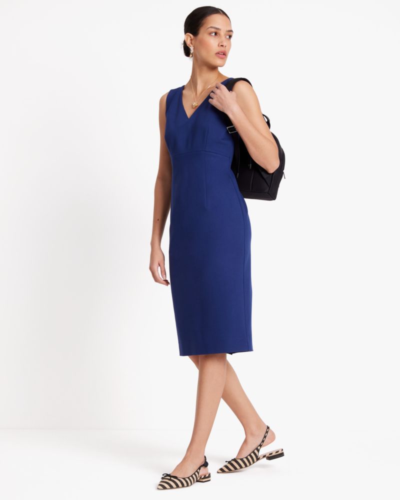 Kate Spade Sleeveless V-Neck Ponte Dress, French Navy - 4