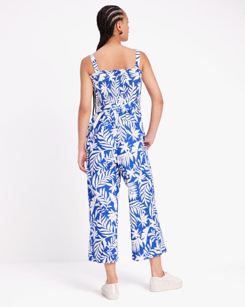 Tropical Foliage Smocked Jumpsuit