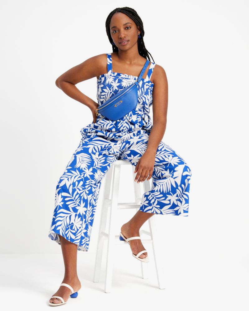 Kate Spade,Tropical Foliage Smocked Jumpsuit,