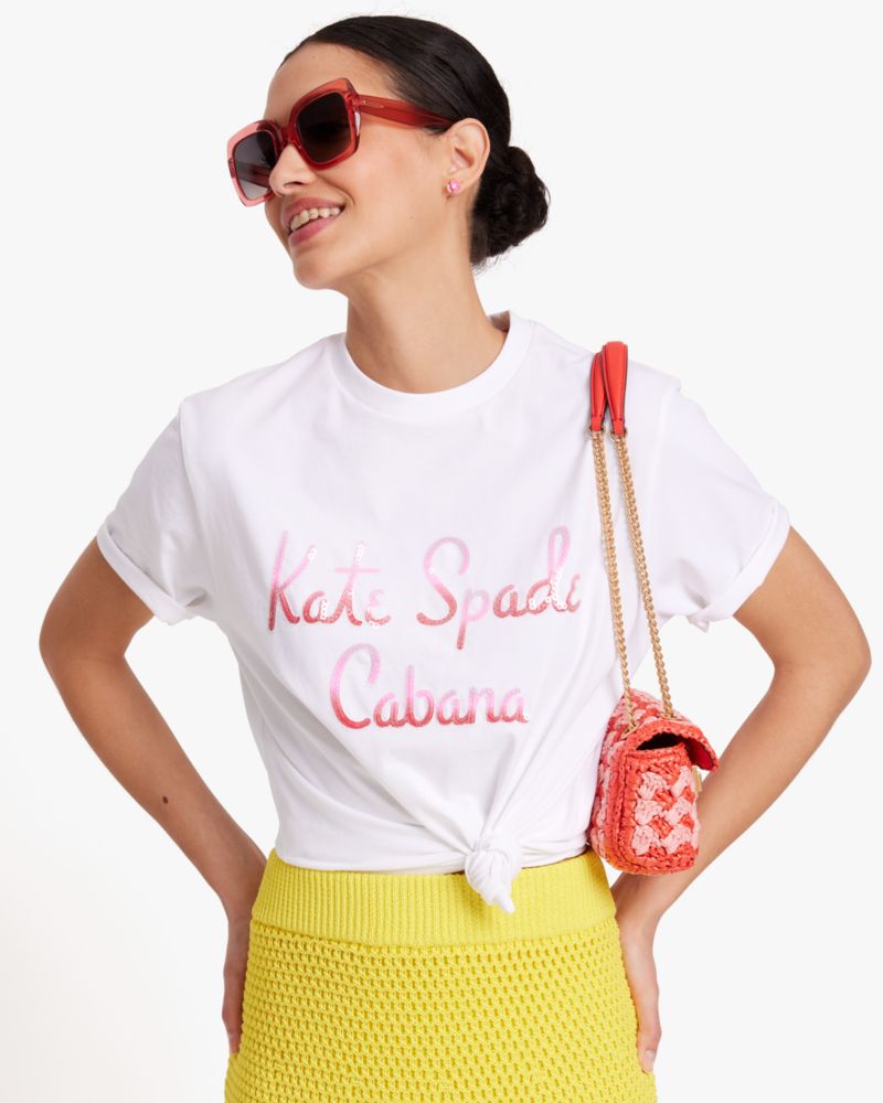 Kate Spade,シークイン ロゴ カバナ ティー,全てのアウトレット,フレッシュホワイト