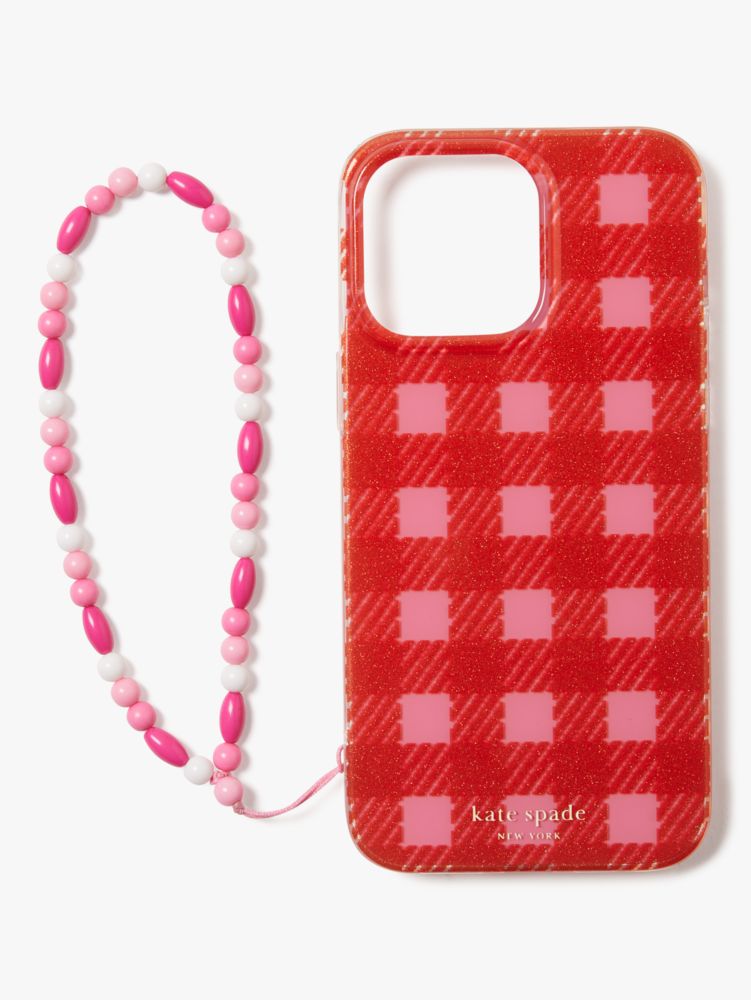 Sam Icon Glitter Gingham iPhone 14 Pro Max Wristlet Case