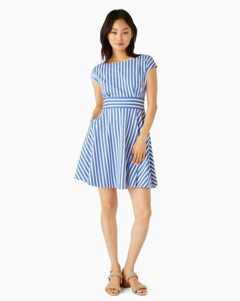 Kate Spade,basket stripe ponte fiorella dress,Deep Cornflower