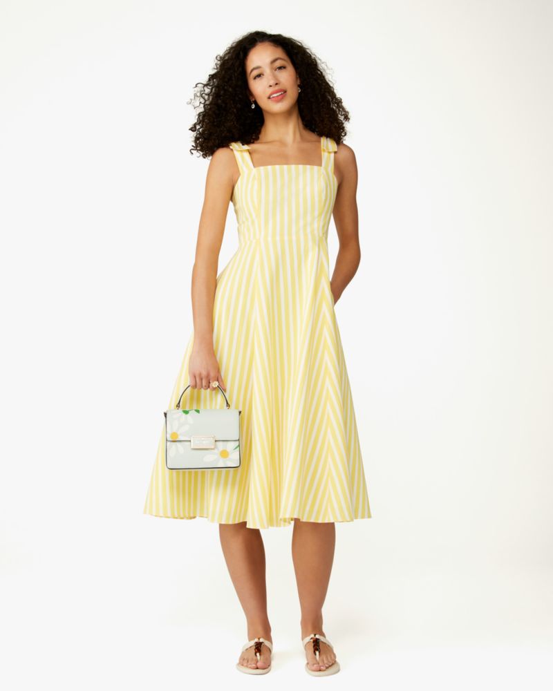 Kate Spade,Basket Stripe Fit-And-Flare Dress,cotton,Dandelion image number 0