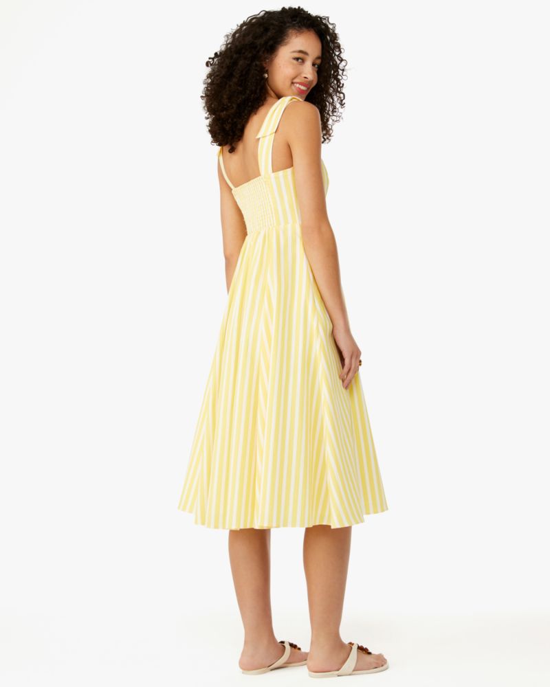 Kate Spade,Basket Stripe Fit-and-flare Dress,Lining Cotton,Sundress,A-Line,Bow,Lined,Day Party,Multi Color