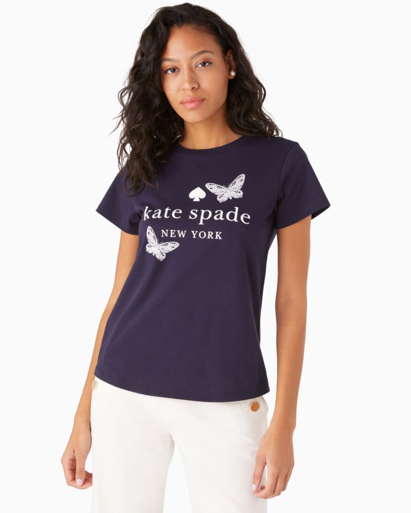 Kate Spade,バタフライ ロゴ Tシャツ,ウェア,パリジャンネイビー