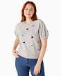 Kate Spade,Embroidered Butterfly Pullover Sweatshirt,cotton,Grey Melange