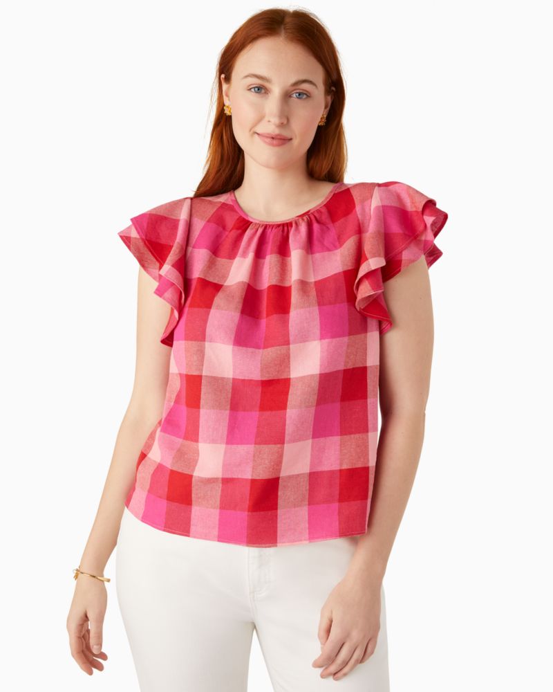 Kate spade hibiscus ruffle hotsell neck dress