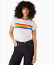 Kate Spade,rainbow stripe logo tee,cotton,Fresh White