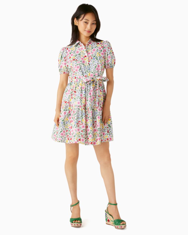 Kate Spade,shoreside floral shirtdress,Cotton Blend,Cream image number 0