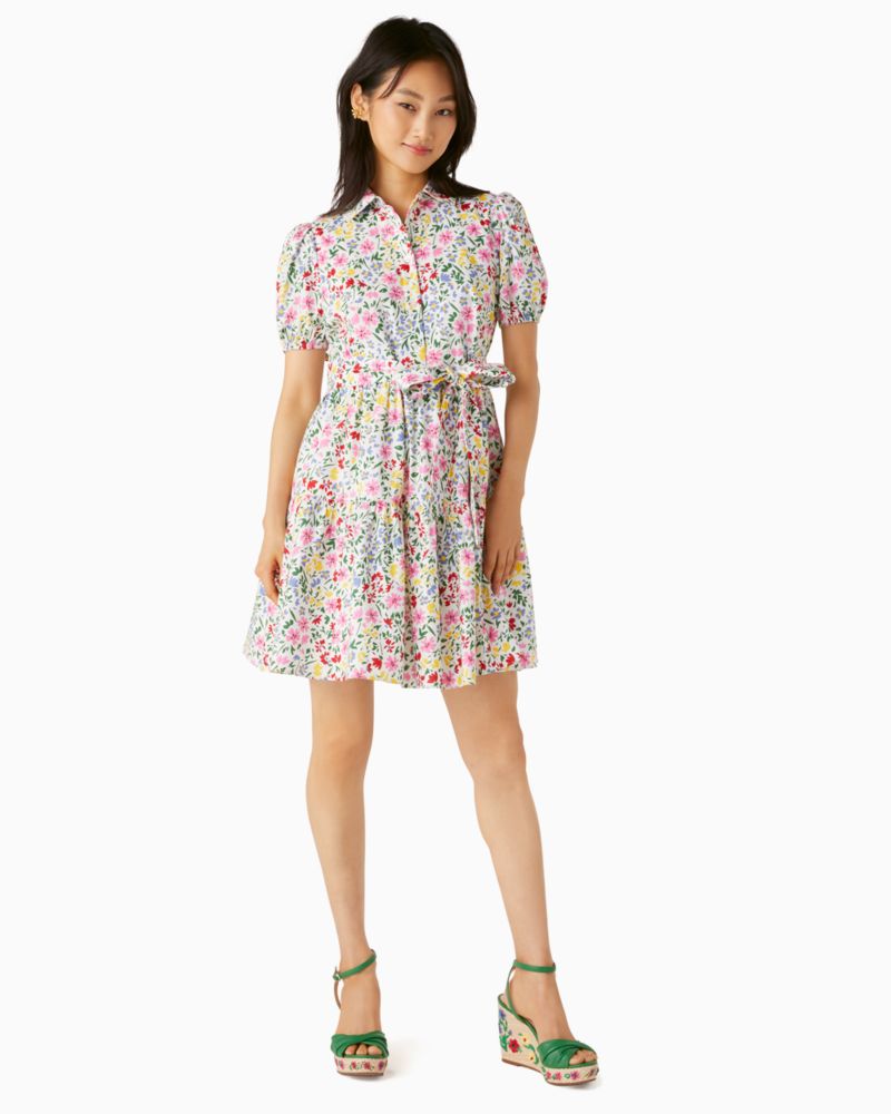 White floral shirt outlet dress