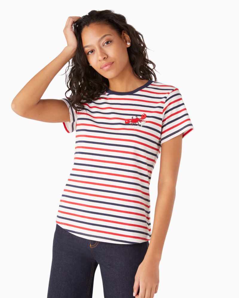 Kate Spade,ストライプ クラブ Tシャツ,全てのアウトレット,フレッシュホワイトマルチ