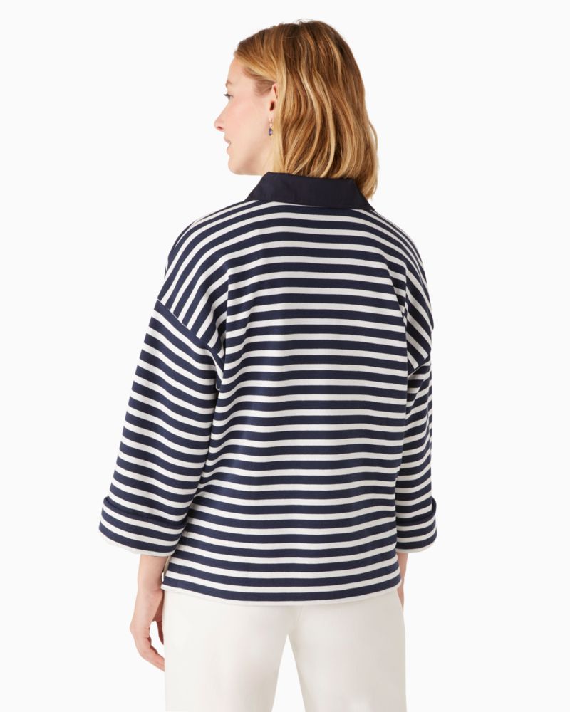 Kate Spade,striped polo knit pullover,Parisian Navy