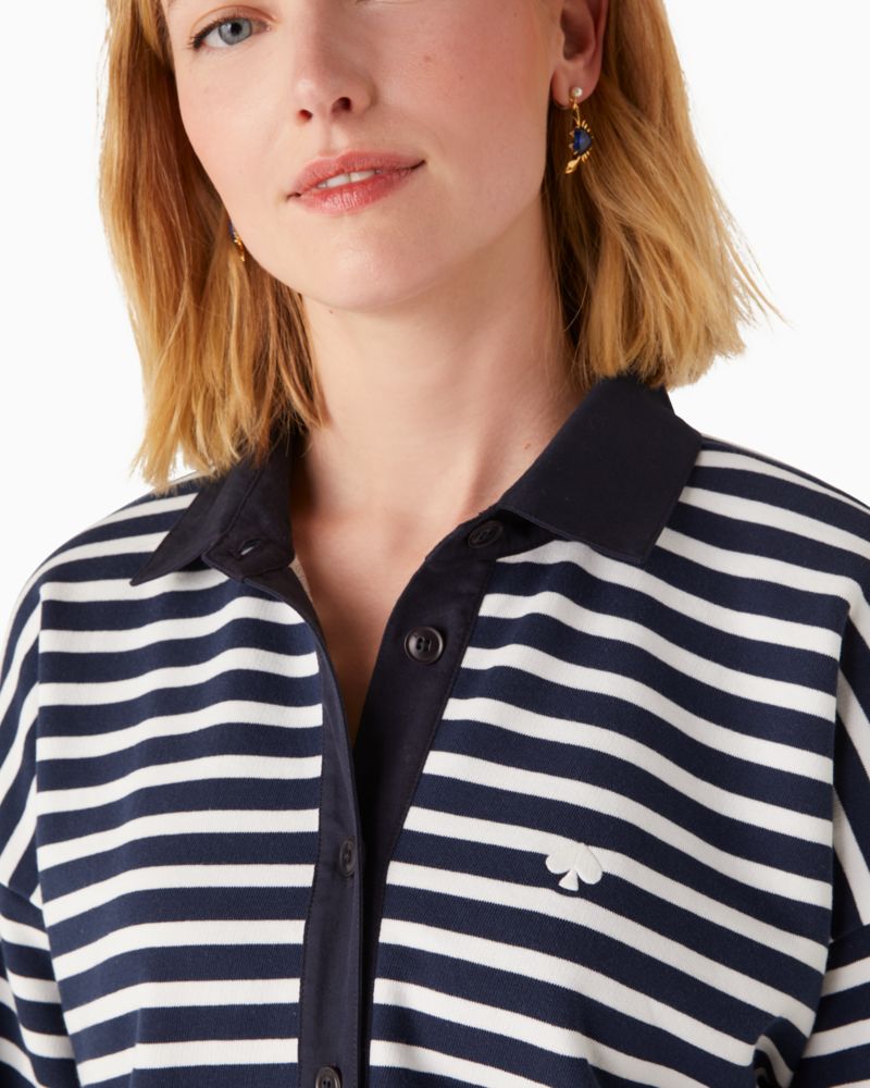 Kate Spade,striped polo knit pullover,Parisian Navy