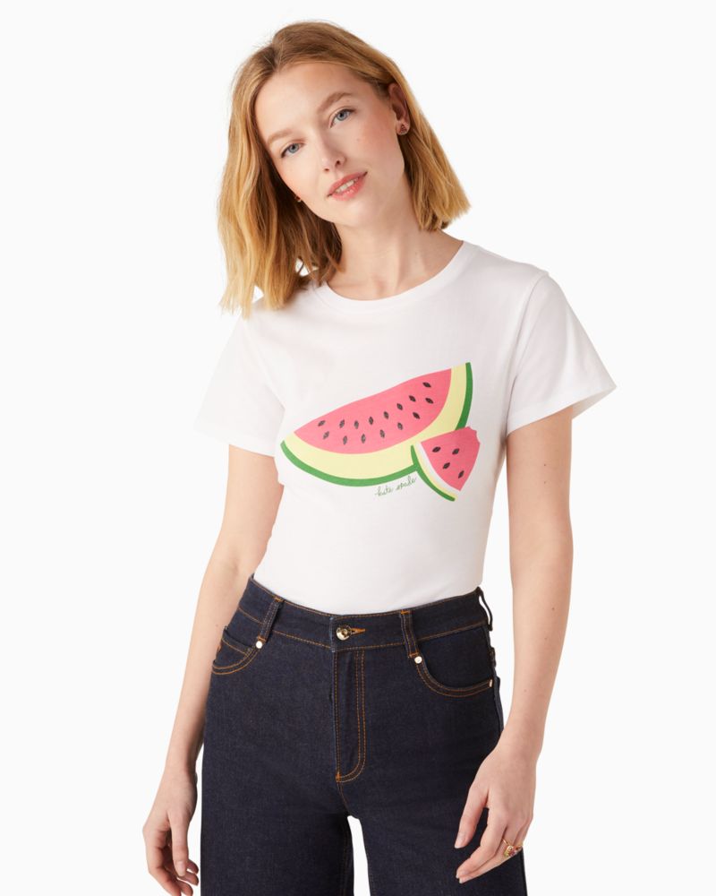 Kate Spade,watermelon slice tee,cotton,Fresh White image number 0