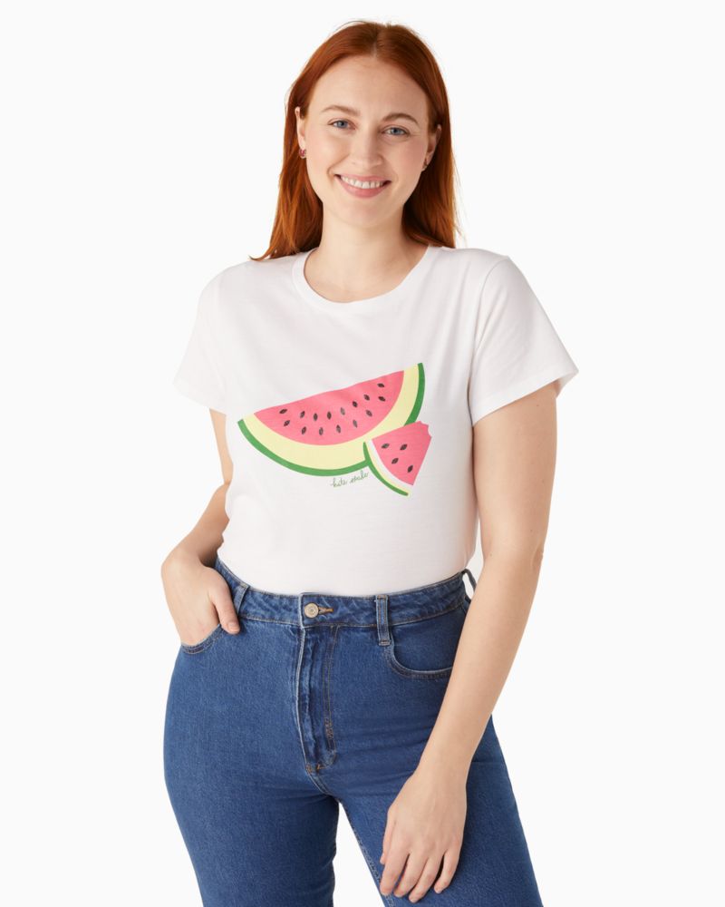 Kate Spade,Watermelon Slice Tee,Cotton,T Shirt,No Embellishment,Casual,White