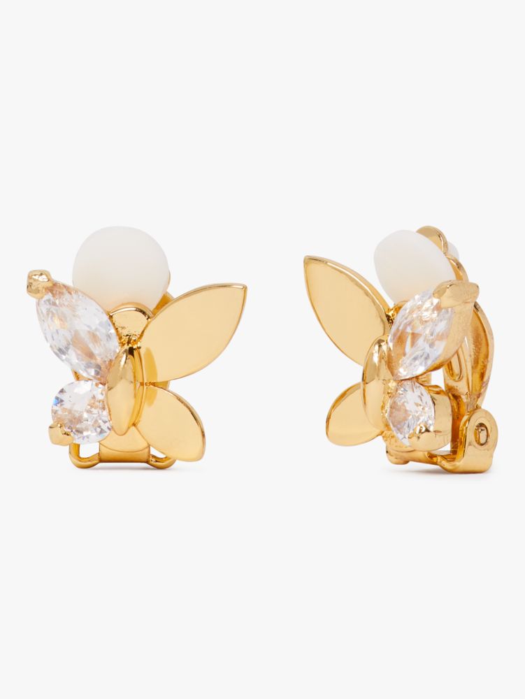 kate spade, Jewelry, Kate Spade Social Butterfly Gold Clear Stud Earrings
