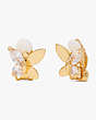 Kate Spade,Social Butterfly Clip Studs,Clear/Gold