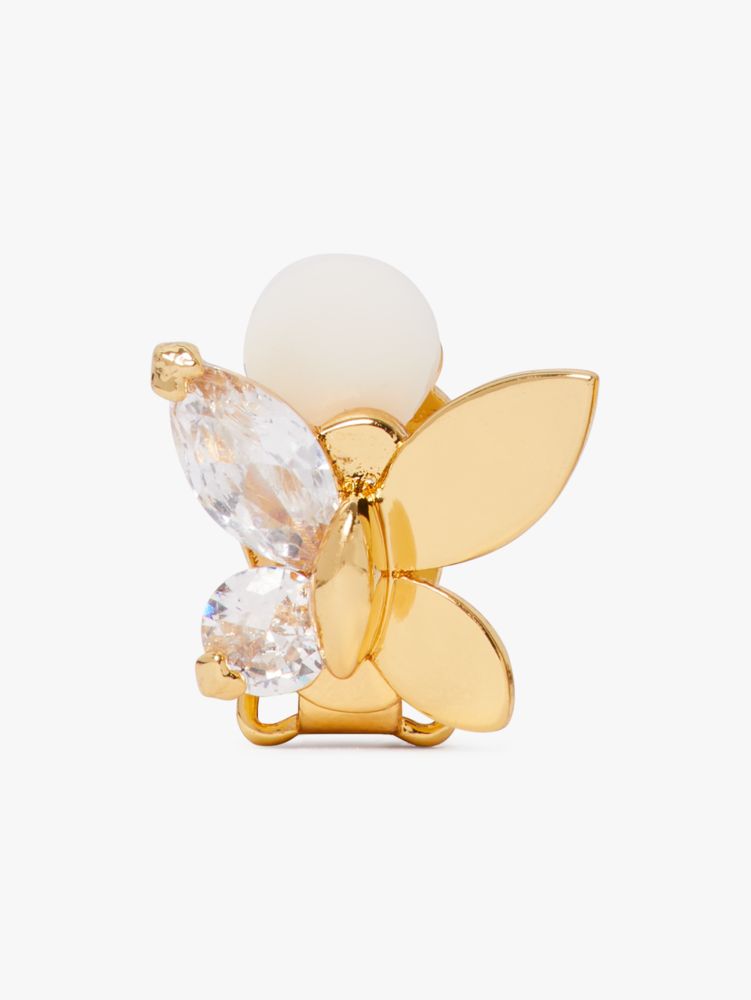 Kate Spade,Social Butterfly Clip Studs,Clear/Gold