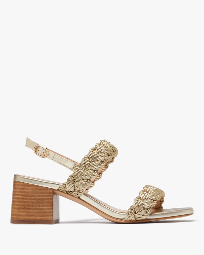 Kate Spade,Valentina Mid Sandals,Woven,Faux Leather,Sandals,Braided,Cocktail,Gold,Metallic