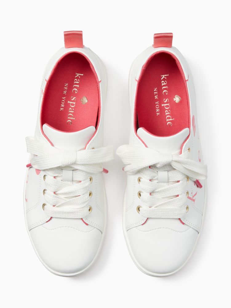 Kate Spade,Nikki Sneaker,Leather,Lining Cotton,Rubber,Casual,Piping,Pull Tab,Casual,White