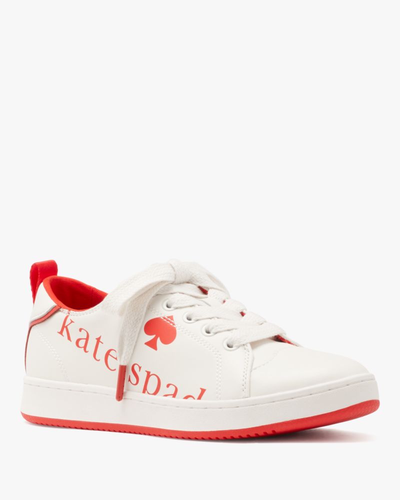 Kate Spade,Nikki Sneaker,Rubber,Leather,Lining Cotton,Casual,Piping,Pull Tab,Casual,White