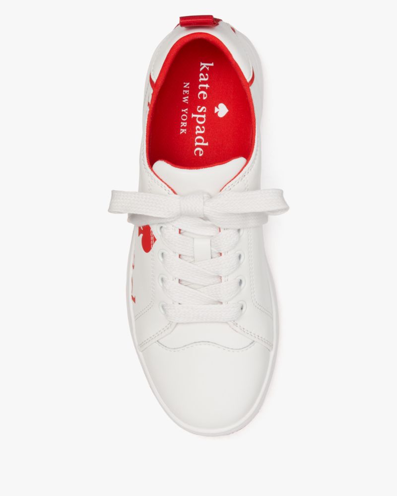 Kate Spade,Nikki Sneaker,Rubber,Leather,Lining Cotton,Casual,Piping,Pull Tab,Casual,White