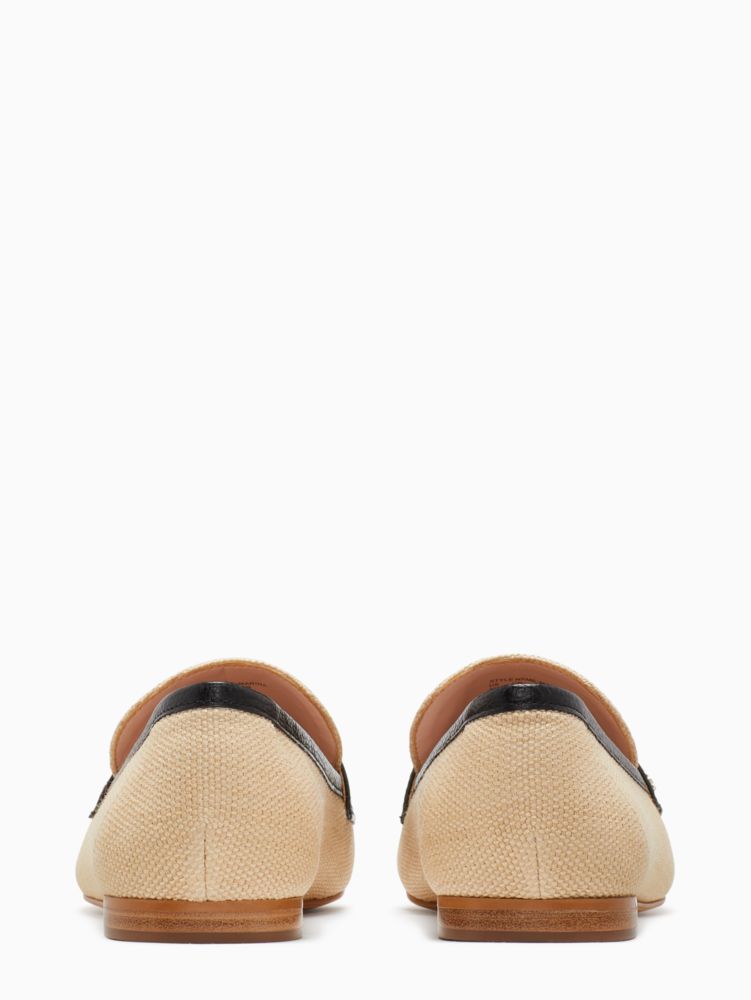 Kate Spade,Marina Flats,Rubber,Flats,Loafer,Straw,Piping,Penny Loafer,Color Block,Casual,Black