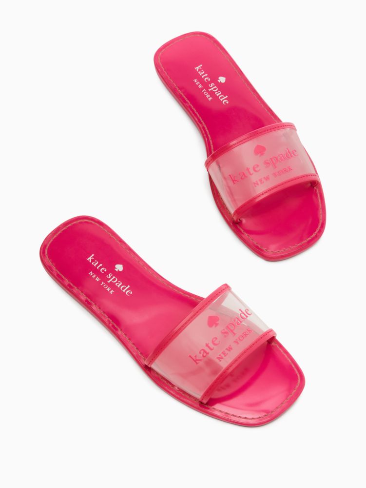 Kate Spade,peyton clear sandals,Deep Hibiscus