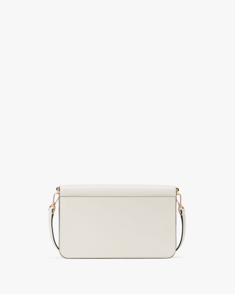 Kate Spade,Madison Willow Medium Flap Convertible Crossbody Purse,Leather,Crossbody,Logo,Metal,Lined,Gold Metal,Day Party,White