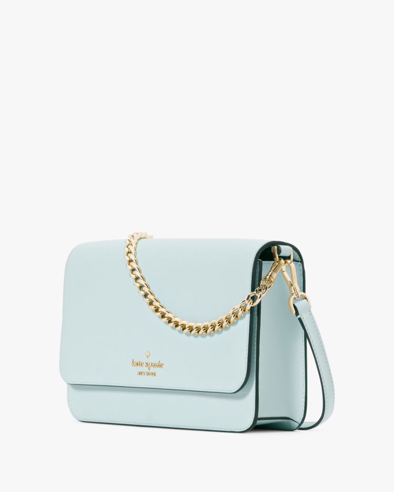 Kate Spade,Madison Willow Medium Flap Convertible Crossbody,Leather,Crossbody,Logo,Metal,Lined,Gold Metal,Day Party,Blue