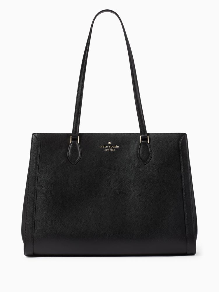 Kate Spade,Madison Saffiano East West Leather Laptop Tote,Black