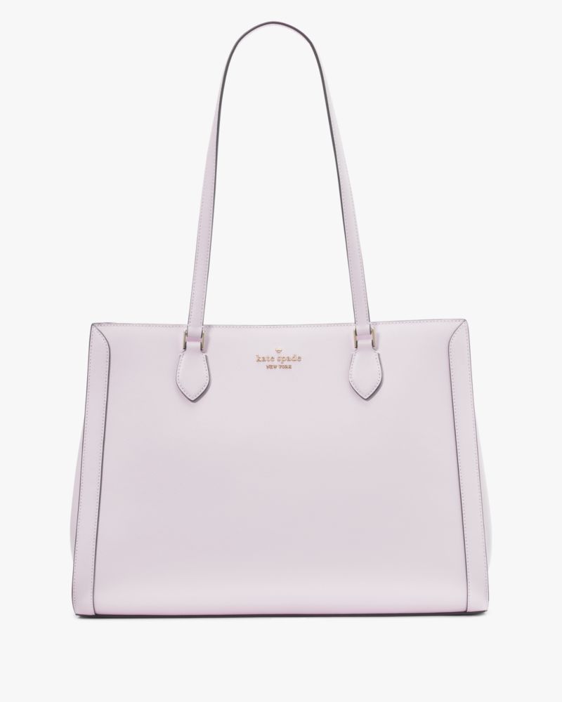 Kate Spade,Madison Saffiano East West Leather Large Laptop Tote,Leather,Tote,Logo,Metal,Lined,Work,Lavender