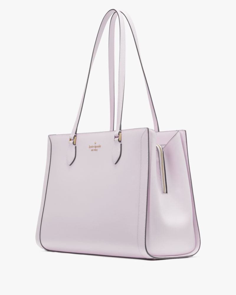 Kate Spade,Madison Saffiano East West Leather Large Laptop Tote,Leather,Tote,Logo,Metal,Lined,Work,Lavender