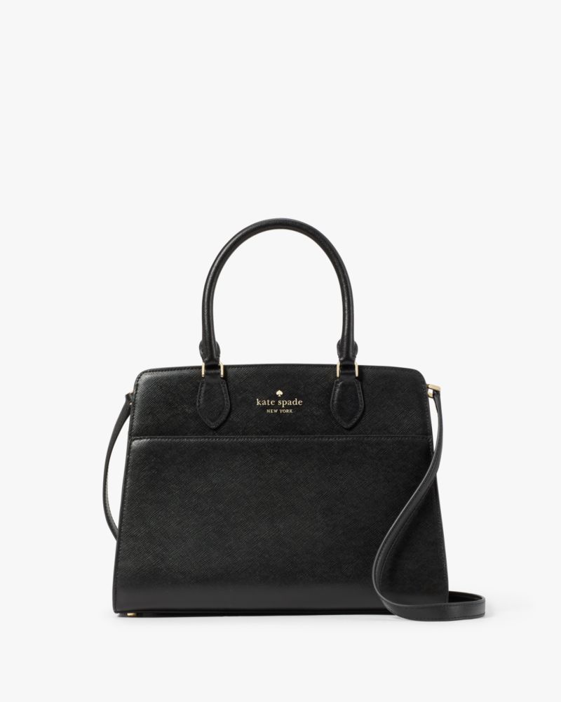 Kate Spade,Madison Saffiano Leather Medium Satchel,Black