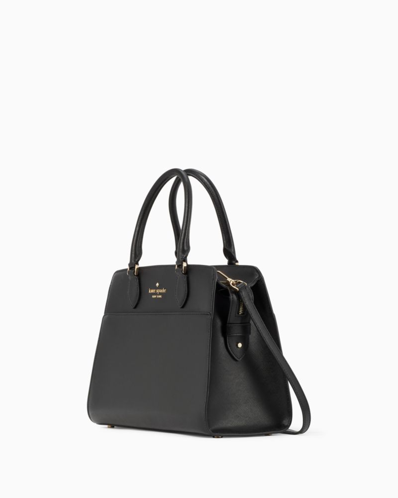 Kate Spade,Madison Saffiano Leather Medium Satchel,Black