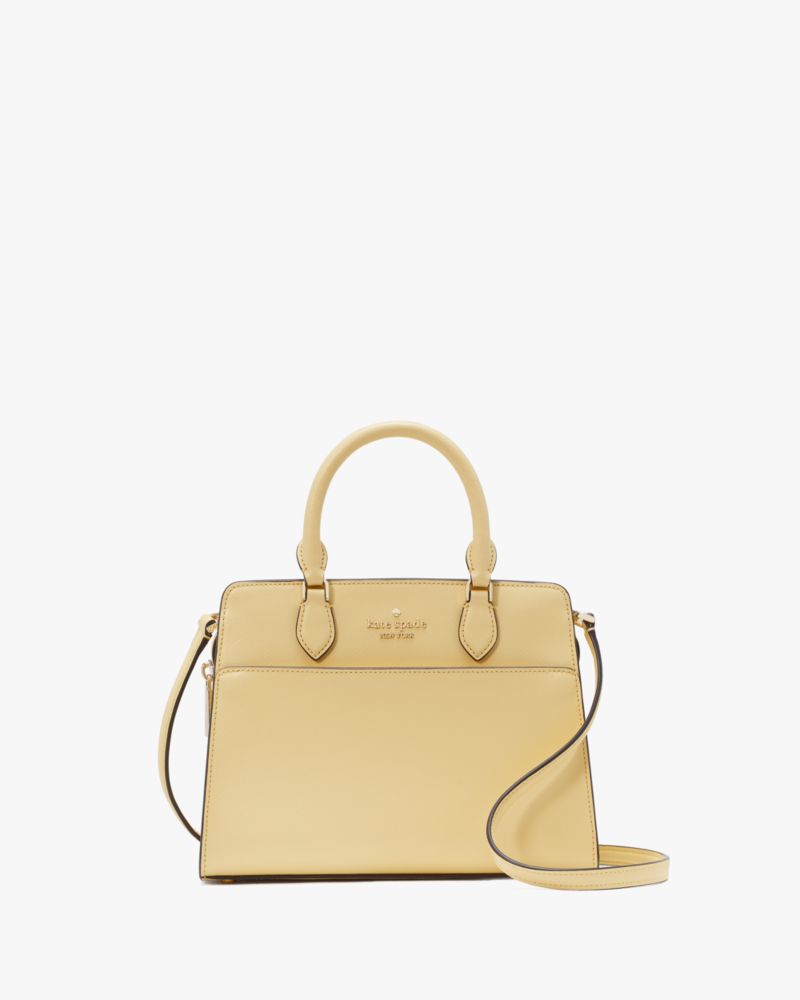 Kate Spade,Madison Saffiano Leather Small Satchel,Butter